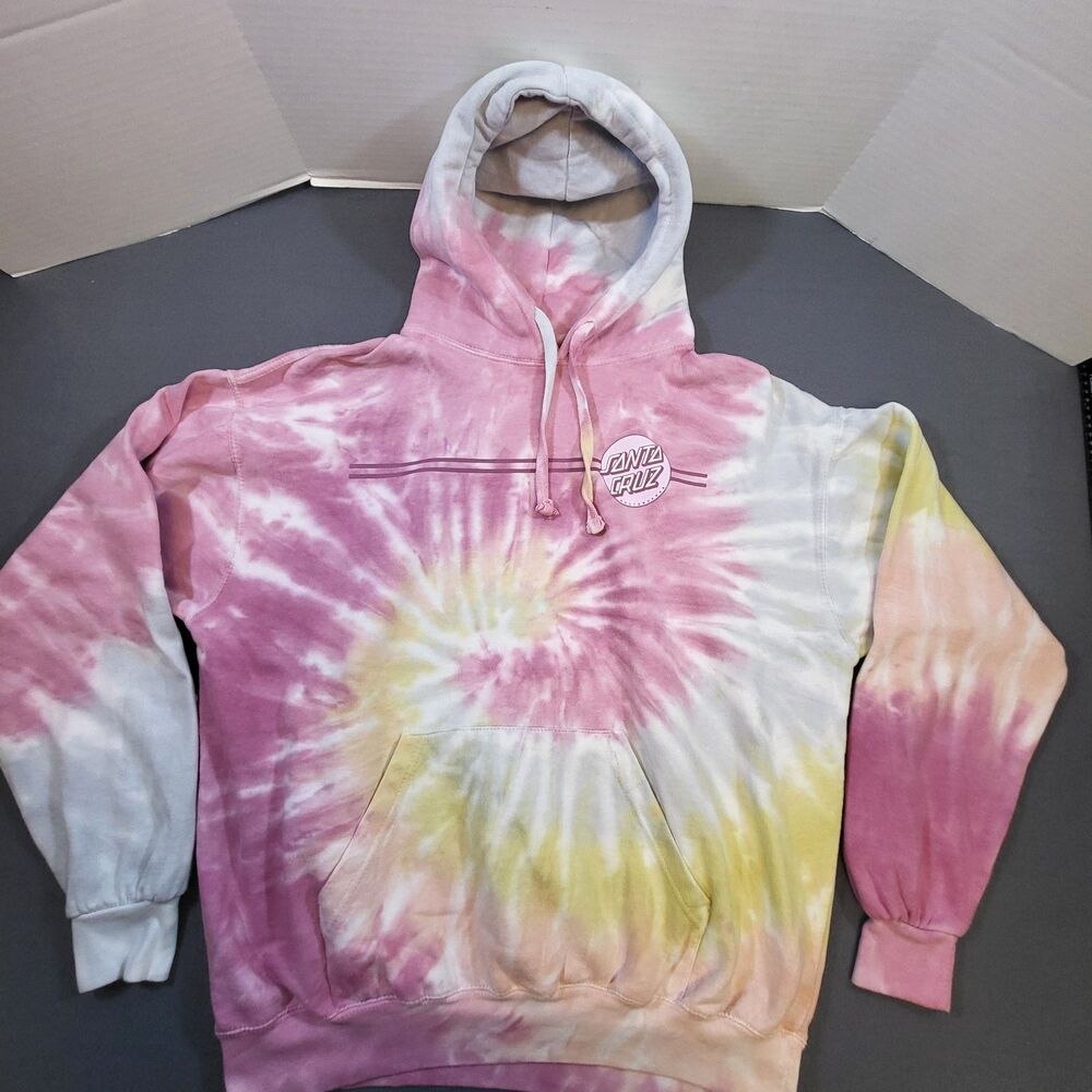 Santa Cruz Other Dot Hoodie Men XL Pink Yellow Tie Dye Desert Rose Skateboard